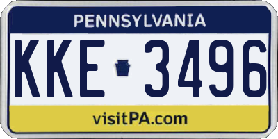 PA license plate KKE3496