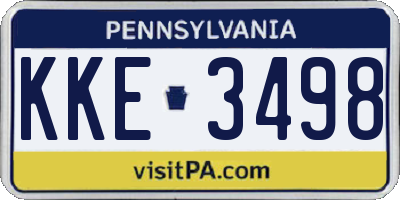 PA license plate KKE3498