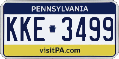 PA license plate KKE3499
