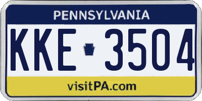 PA license plate KKE3504