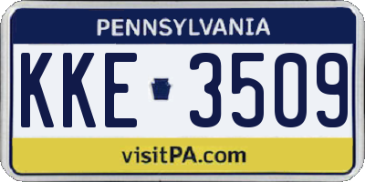 PA license plate KKE3509