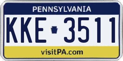 PA license plate KKE3511