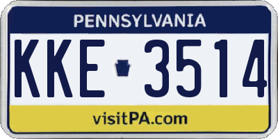 PA license plate KKE3514