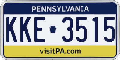 PA license plate KKE3515