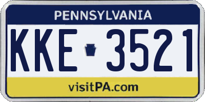PA license plate KKE3521