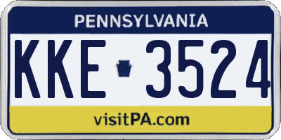 PA license plate KKE3524