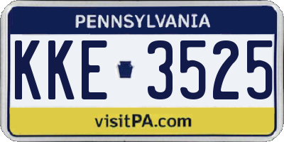 PA license plate KKE3525