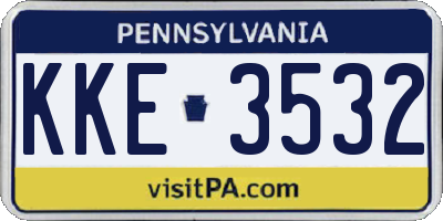 PA license plate KKE3532