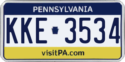 PA license plate KKE3534