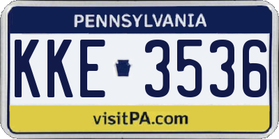 PA license plate KKE3536