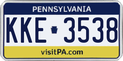PA license plate KKE3538