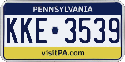 PA license plate KKE3539