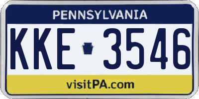 PA license plate KKE3546