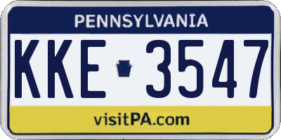 PA license plate KKE3547