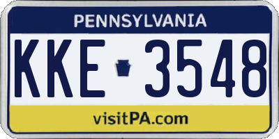 PA license plate KKE3548