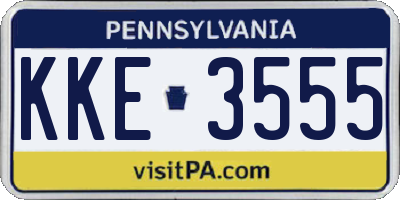 PA license plate KKE3555