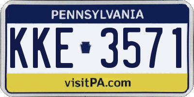 PA license plate KKE3571