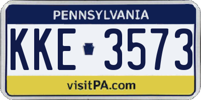 PA license plate KKE3573