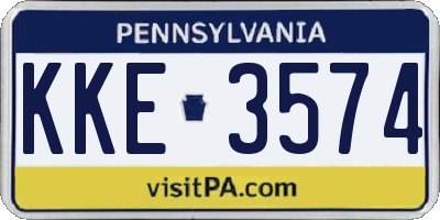 PA license plate KKE3574