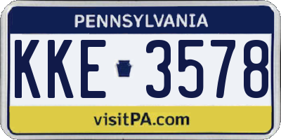 PA license plate KKE3578