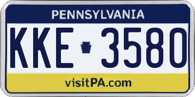 PA license plate KKE3580