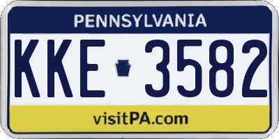 PA license plate KKE3582