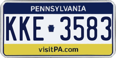 PA license plate KKE3583