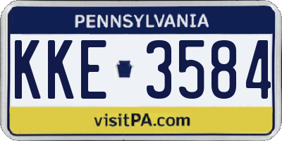 PA license plate KKE3584