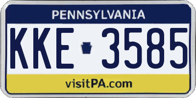 PA license plate KKE3585
