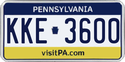 PA license plate KKE3600