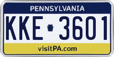 PA license plate KKE3601