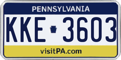 PA license plate KKE3603
