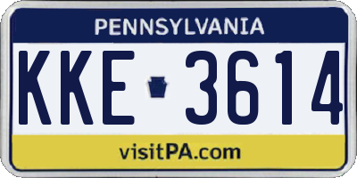 PA license plate KKE3614