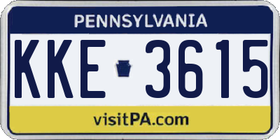 PA license plate KKE3615