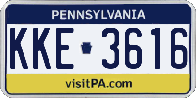 PA license plate KKE3616