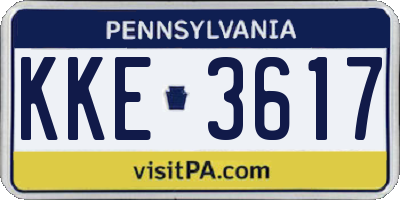 PA license plate KKE3617