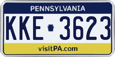 PA license plate KKE3623