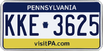 PA license plate KKE3625
