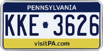 PA license plate KKE3626