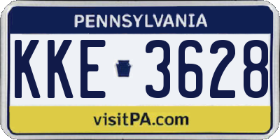 PA license plate KKE3628