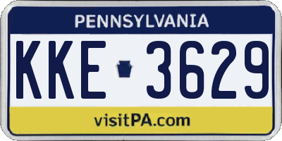 PA license plate KKE3629