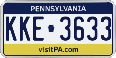 PA license plate KKE3633