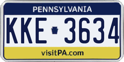 PA license plate KKE3634
