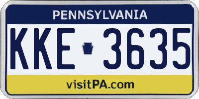 PA license plate KKE3635