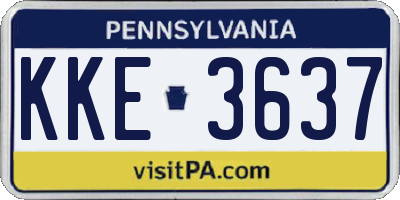 PA license plate KKE3637