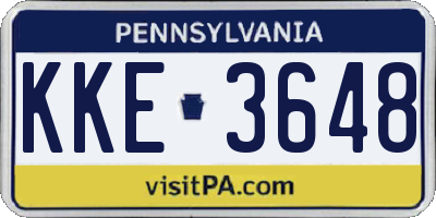 PA license plate KKE3648