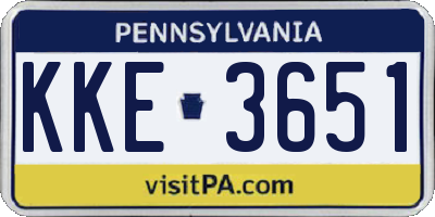 PA license plate KKE3651
