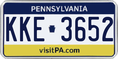 PA license plate KKE3652