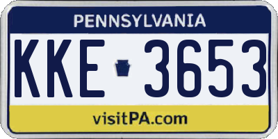 PA license plate KKE3653
