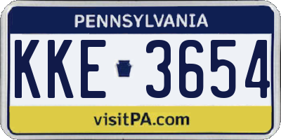 PA license plate KKE3654